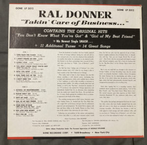 Ral Donner Takin' Care of Business back